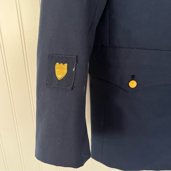 Vintage Military Uniform Jacket Navy Blue Coat Patches Silver Eagle Gold Buttons - Picture 3 of 11